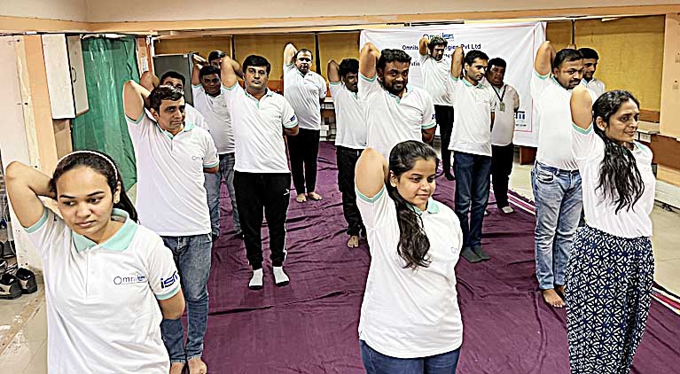 Yoga camp organized by Omnism Technologies on the occasion of International Yoga Day