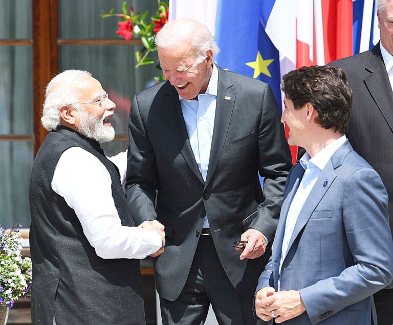 PM Narendra Modi with US President Joe Biden, French President Emmanuel Macron and Canadian PM Justin Trudeau at the G-7 Summit in Germany.