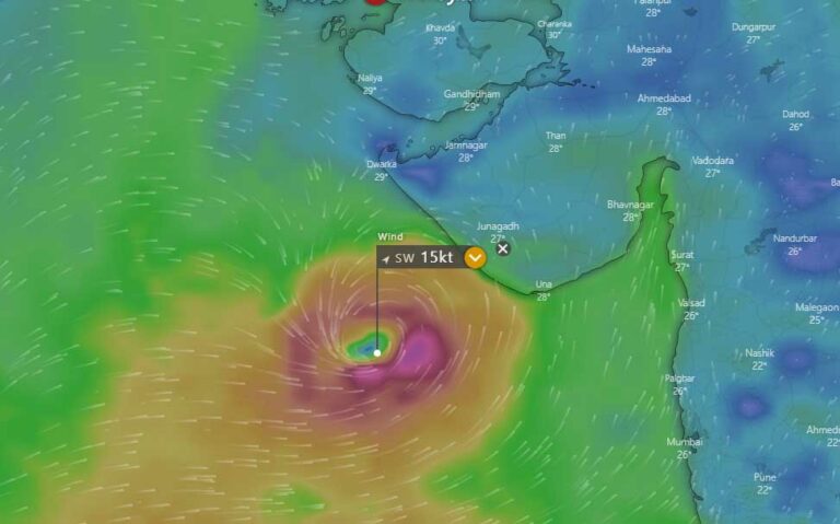 The possibility of a hurricane hitting the coast of Saurashtra
