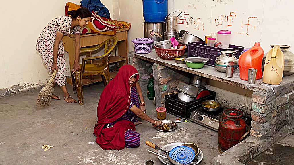Indian women working in home