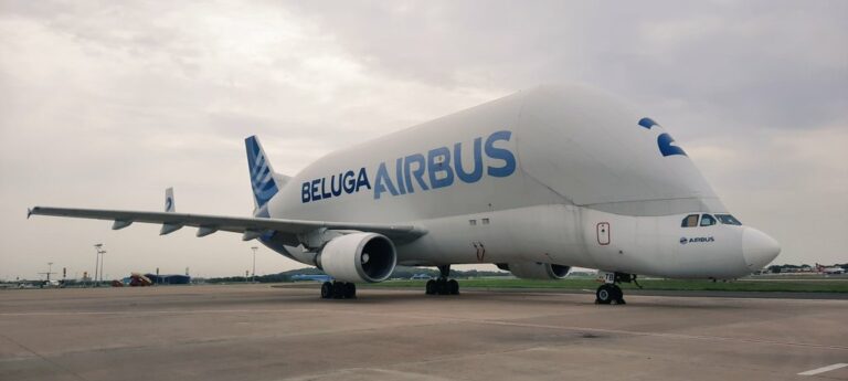 The whale-shaped Beluga cargo plane landed at Chennai airport for the first time